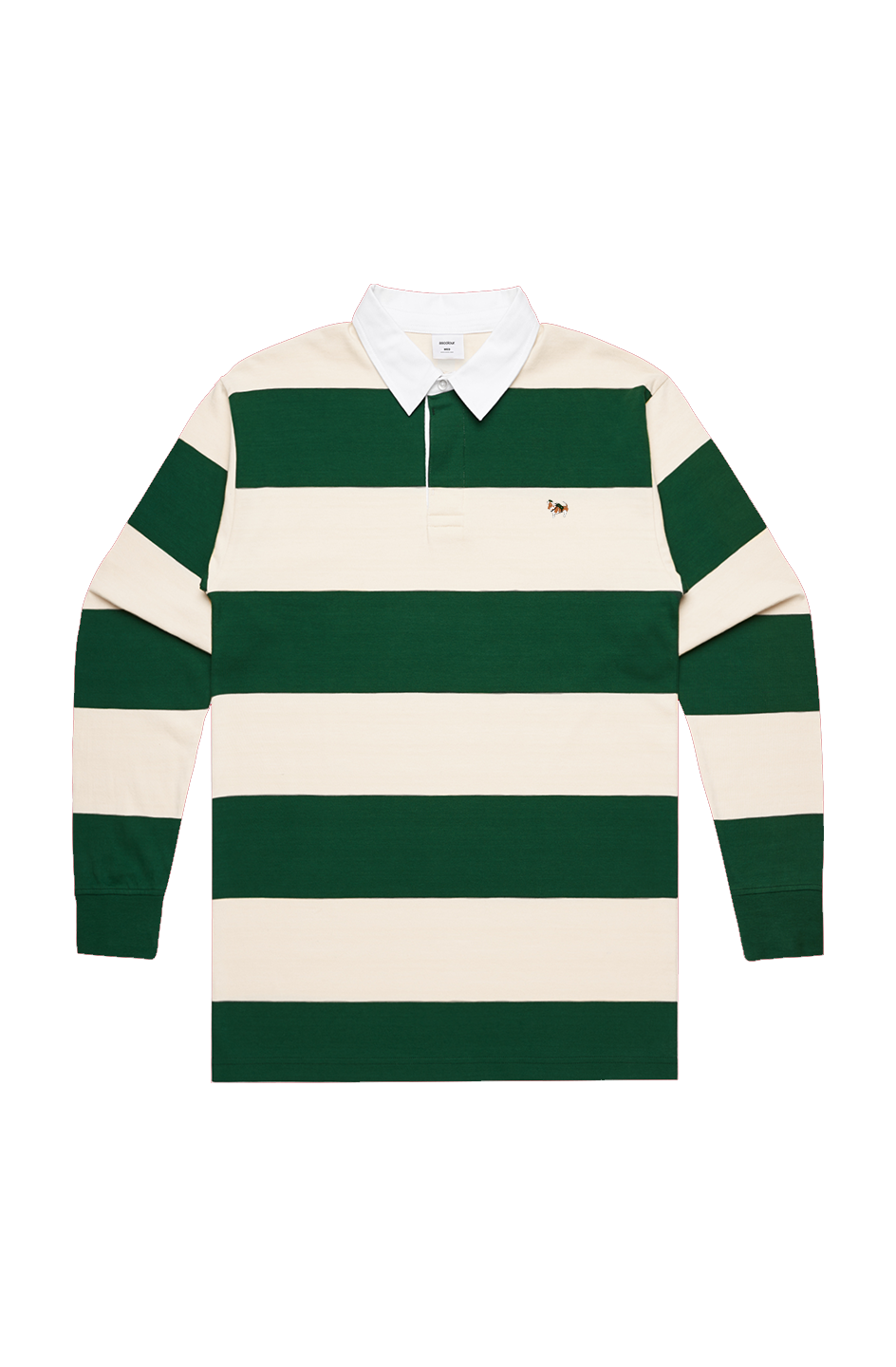 Caddy Green Logo Natural/Forest Rugby Stripe Jerse